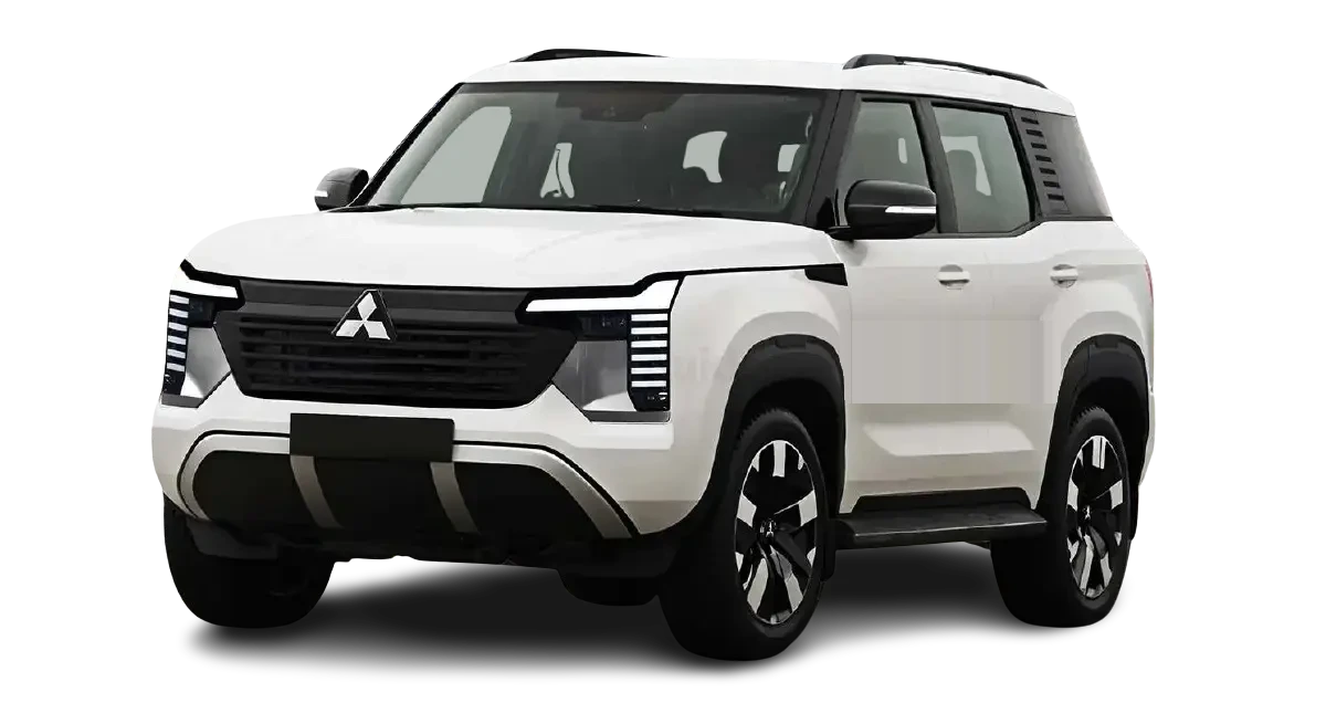 Mitsubishi Pajero Gen 5 (2026) — white front three-quarter render of the all-new model