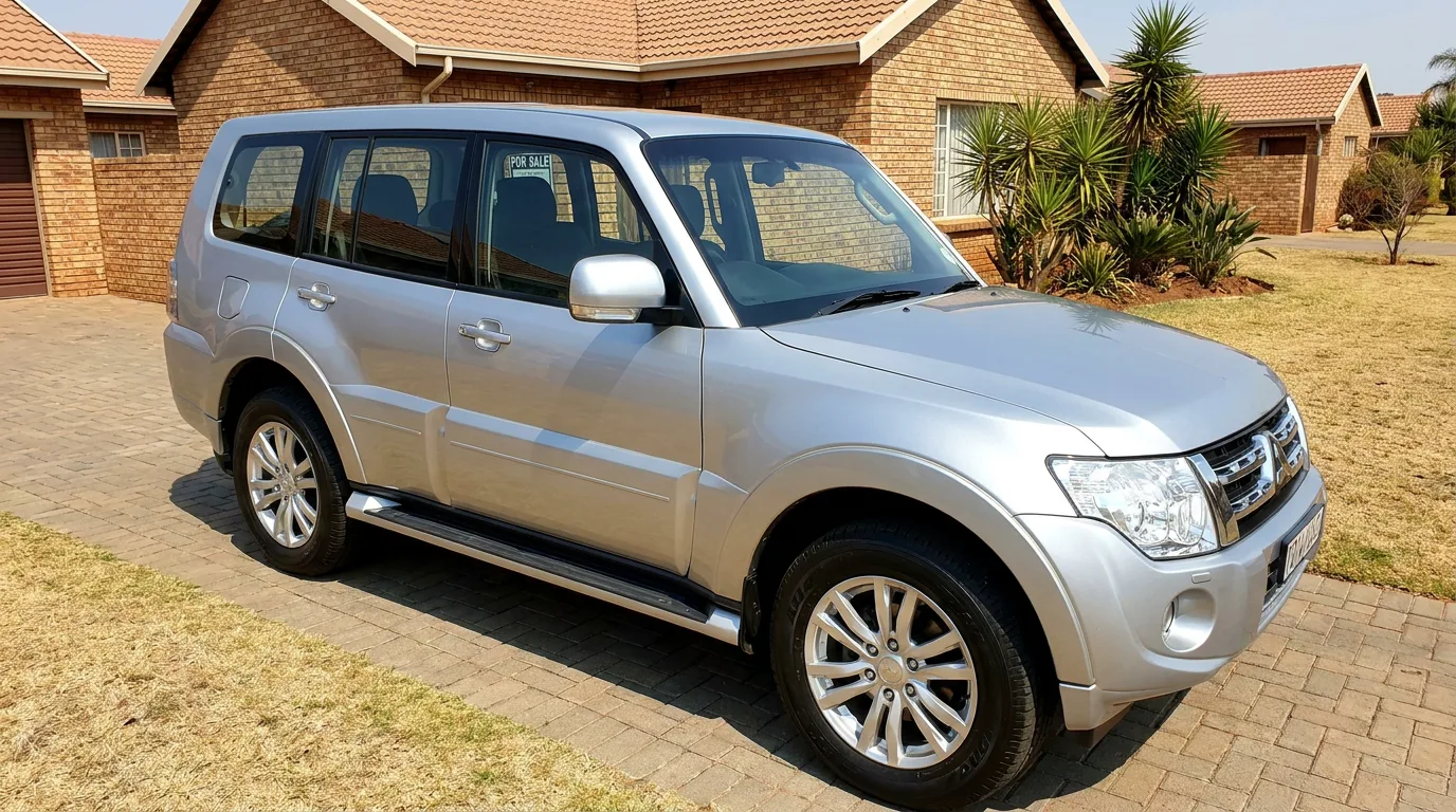 Well-kept silver Gen 4 Mitsubishi Pajero Legend on a driveway, representing strong used resale value.
